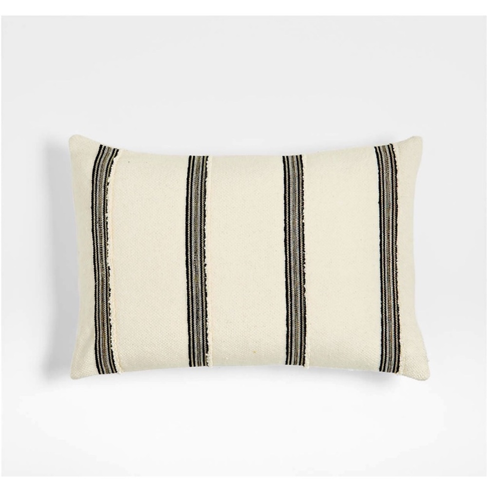 Crate and Barrel Ivory and Black Accent Pillow Cover 22 x 15